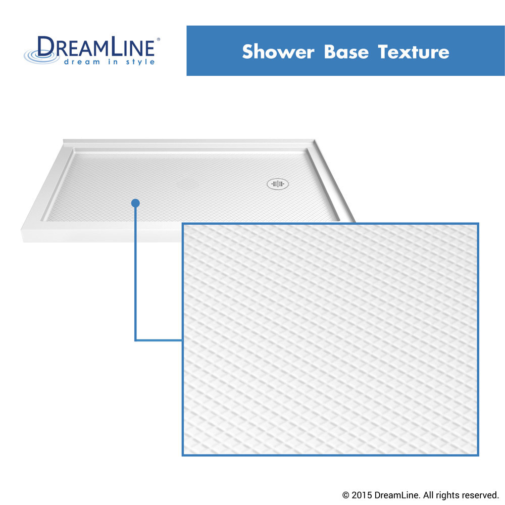 DreamLine SlimLine 36 in. D x 54 in. W x 2 3/4 in. H Right Drain Double Threshold Shower Base in White