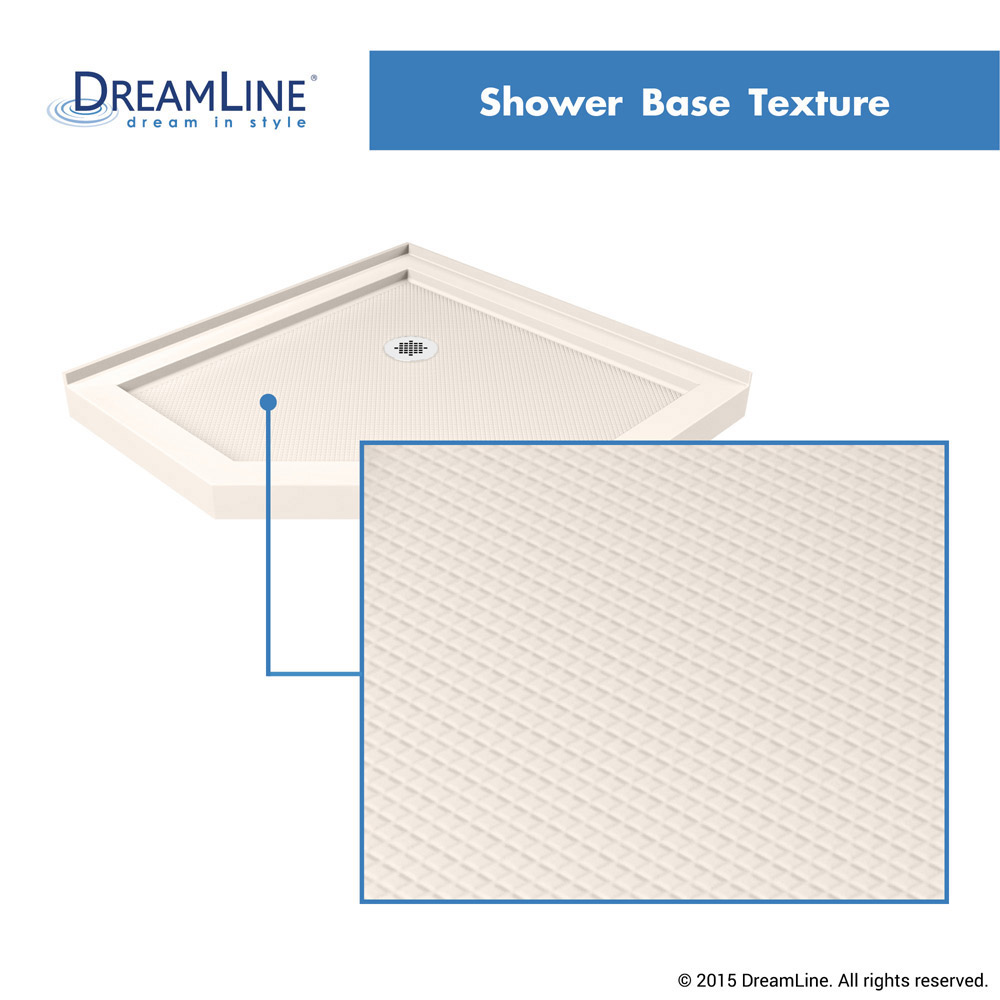 DreamLine SlimLine 38 in. D x 38 in. W x 2 3/4 in. H Corner Drain Neo-Angle Shower Base in Biscuit