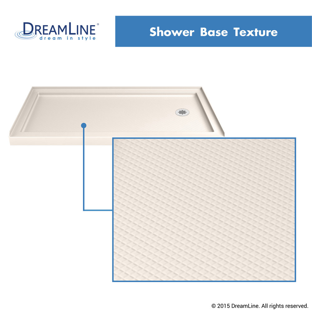 DreamLine SlimLine 30 in. D x 60 in. W x 2 3/4 in. H Right Drain Single Threshold Shower Base in Biscuit